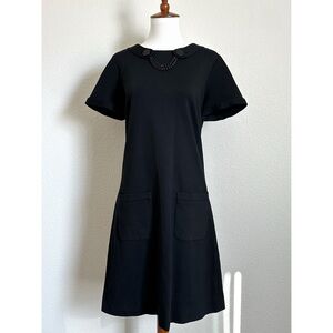 Kate Spade Black Shift Dress with Chain Detail - Size 8